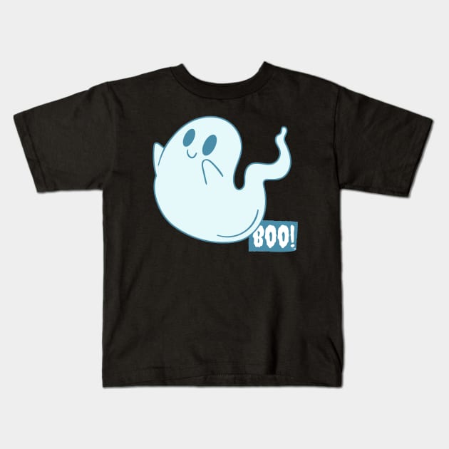 Halloween boooo cute ghost Happy Halloween Kids T-Shirt by BoogieCreates